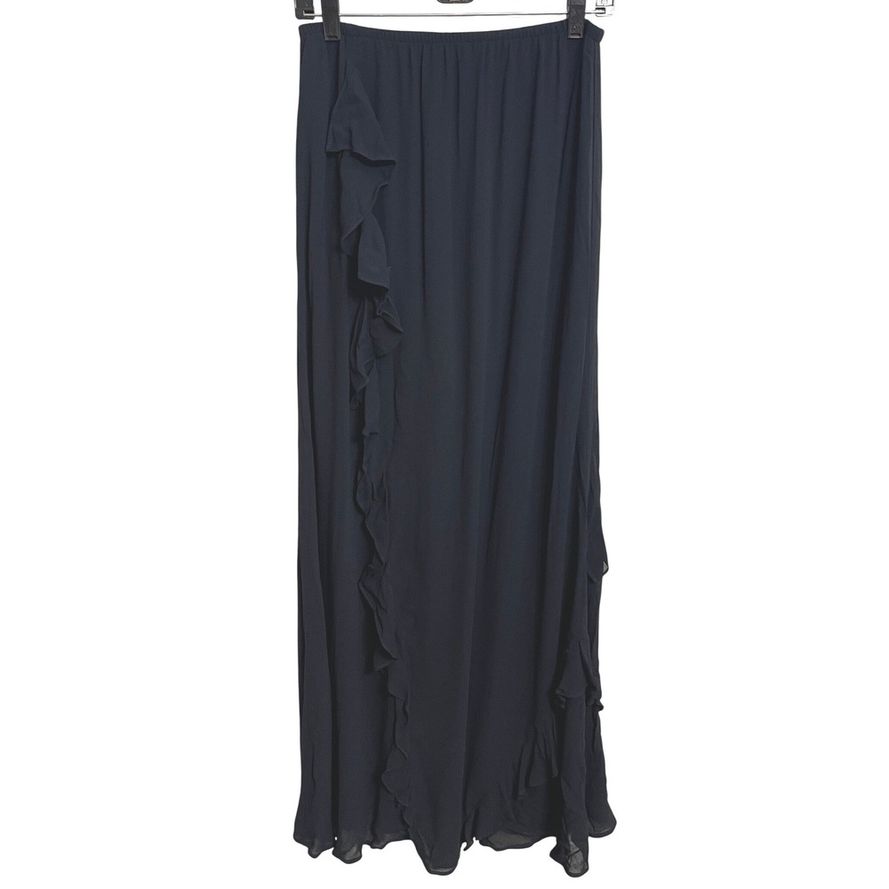 Reformation Della Black Ruffle Maxi Skirt Size S Whimsigoth Vamp Boho Romantic